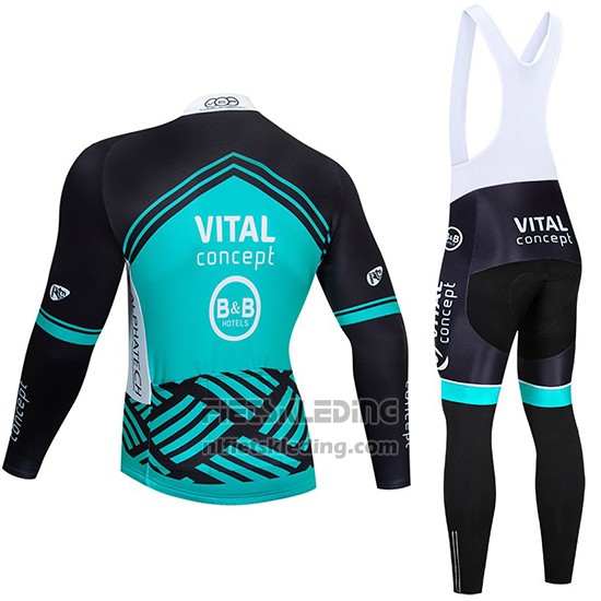 2019 Fietskleding Vital Concept Blauw Wit Zwart Lange Mouwen en Koersbroek
